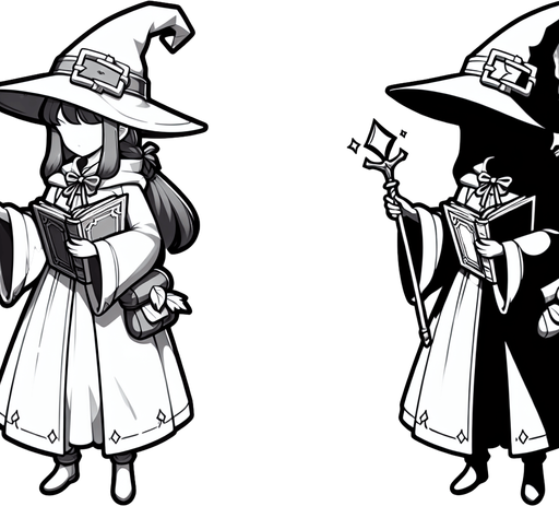 Witch
Single Game Texture. In-Game asset. 2d. Blank background. High contrast. No shadows.
