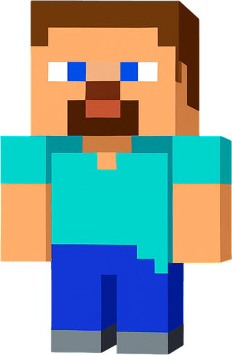 minecraft steve.
In-Game asset.  2d.  High contrast.  No shadows