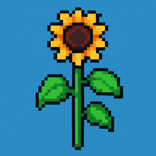 Tallo de girasol, pixelart.
In-Game asset.  2d.  High contrast.  No shadows