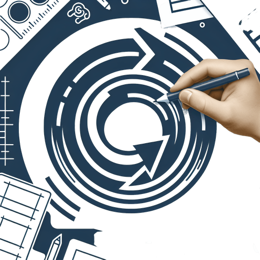 thin white counterclockwise rotating arrow