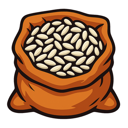 Bag of rice top down.
In-Game asset.  2d.  High contrast.  No shadows