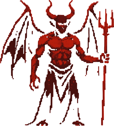 Lucifer character dark souls style 2d pixel art.
In-Game asset.  2d.  High contrast.  No shadows
