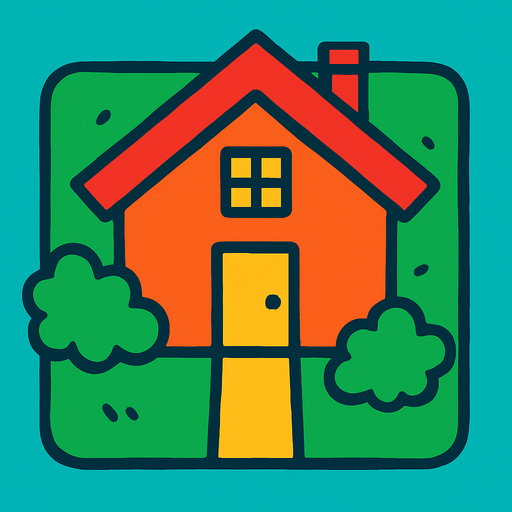 ev ama kuş bakışı.
In-Game asset.  2d.  High contrast.  No shadows