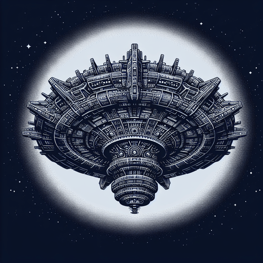 Alien Mothership.
2d.  Blank background.  High contrast.  No shadows