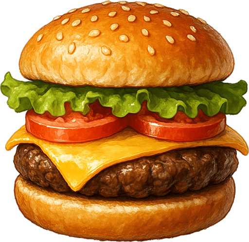 Burger - Gerçekçi - Yazısız.
In-Game asset.  2d.  High contrast.  No shadows