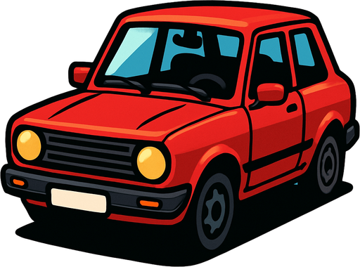 Red car.
In-Game asset.  2d.  High contrast.  No shadows