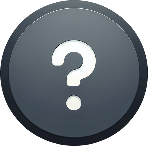 An interface element which is a gray circle with a question mark inside it..
Single Game Texture. In-Game asset. 2d. Blank background. High contrast. No shadows.
