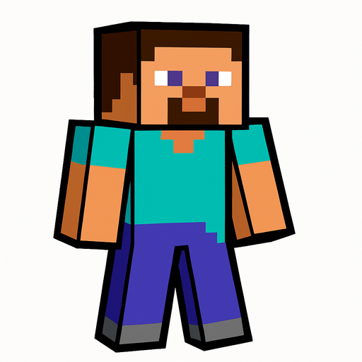 minecraft steve.
In-Game asset.  2d.  High contrast.  No shadows