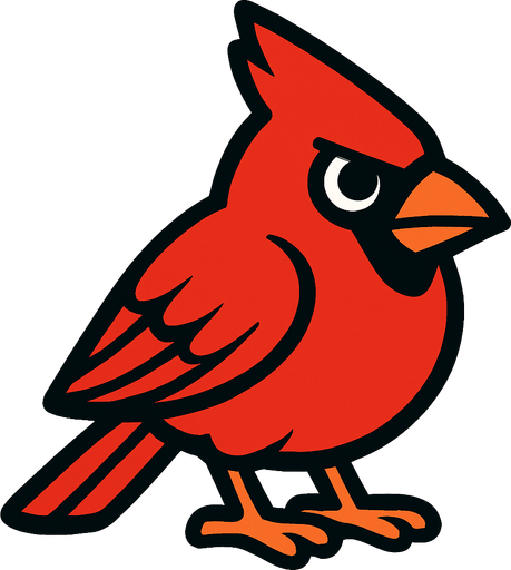 a red bird.
In-Game asset.  2d.  High contrast.  No shadows