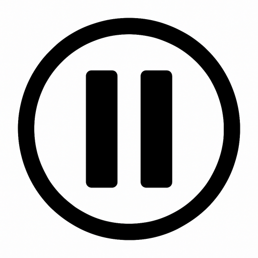 Pause icon in circle white.
In-Game asset.  2d.  High contrast.  No shadows