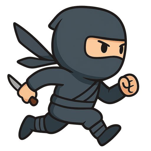 koşan ninja. No background. Transparent background. Blank background. No shadows. 2d. In-Game asset. flat