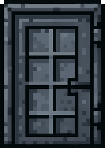 Make an 8 bit iron door.
In-Game asset.  2d.  High contrast.  No shadows