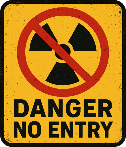 a rad danger no entry sing board.
In-Game asset.  2d.  High contrast.  No shadows