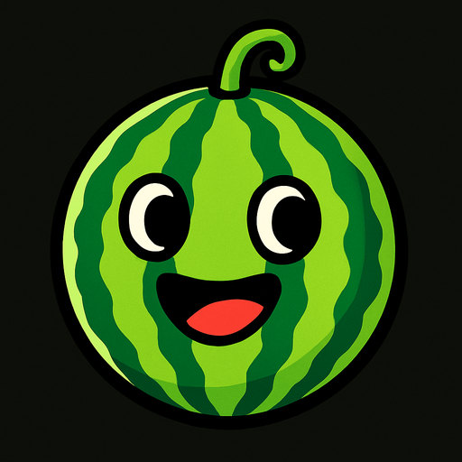 watermelon with face.
In-Game asset.  2d.  High contrast.  No shadows