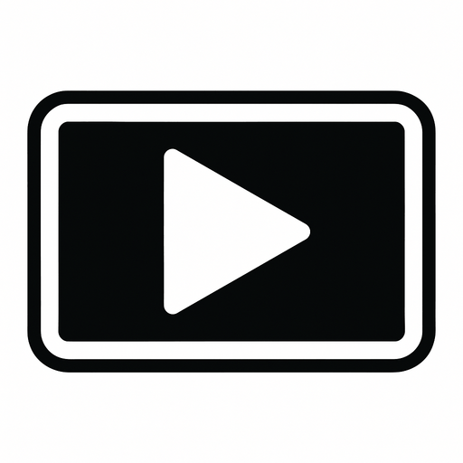 Symbol for an play button wide screen.
In-Game asset.  2d.  High contrast.  No shadows