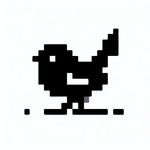 2D Black Pixel Art Bird.
Single Game Texture. In-Game asset. 2d. Blank background. High contrast. No shadows.
