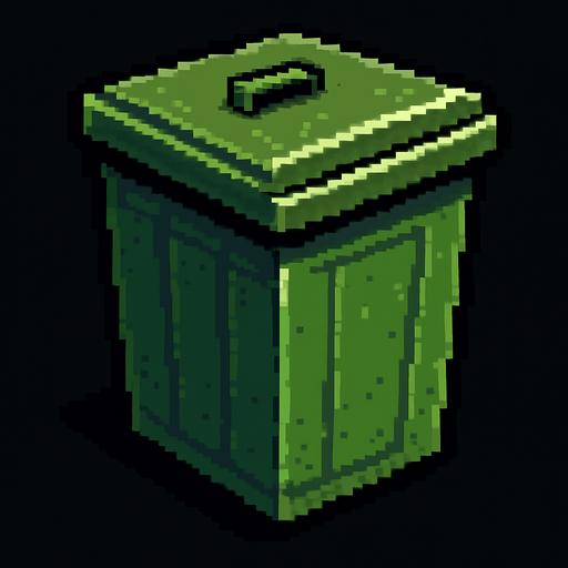 çöp kutusu.
In-Game asset.  2d.  High contrast.  No shadows. pixel art
