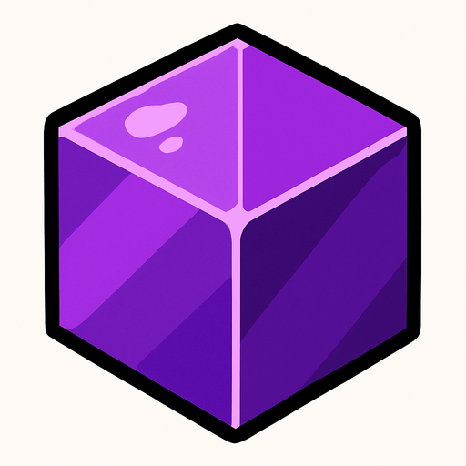 cristal morado cubico 2d.
In-Game asset.  2d.  High contrast.  No shadows