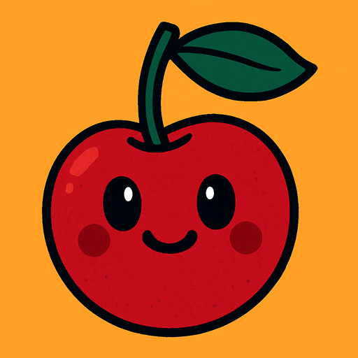 Cherry 
 with face.
In-Game asset.  2d.  High contrast.  No shadows