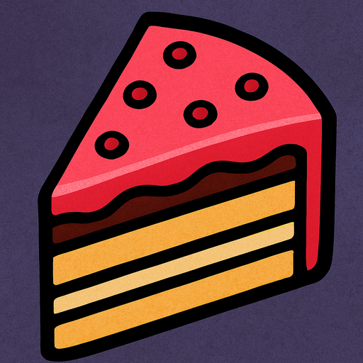 a quarter section of the cake viewed from above.
In-Game asset.  2d.  High contrast.  No shadows