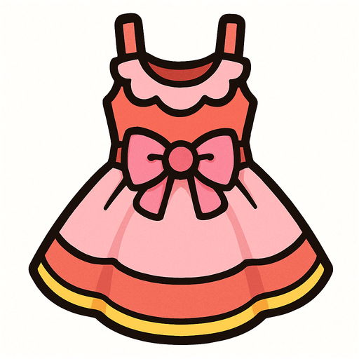 cute designer dress top view..
In-Game asset.  2d.  High contrast.  No shadows