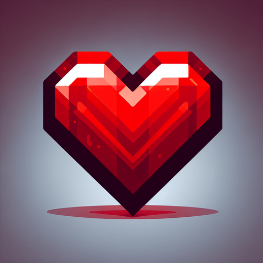 Red heart.
Single Game Texture.  In-Game asset.  2d.  Blank background.  High contrast.  No shadows