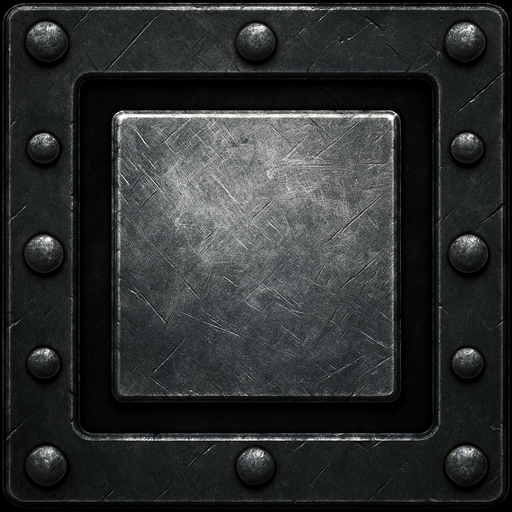 Different metal backgrounds, square inside square.
In-Game asset.  2d.  High contrast.  No shadows