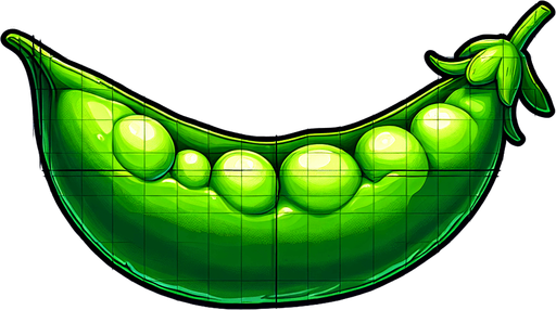 A nice green pea pod..
Single Game Texture. In-Game asset. 2d. Blank background. High contrast. No shadows.