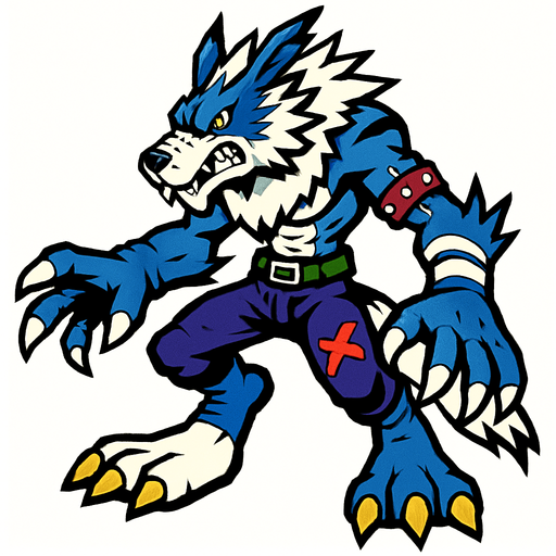 Weregarurumon.
In-Game asset.  2d.  High contrast.  No shadows