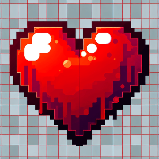 a red heart.
Single Game Texture.  In-Game asset.  2d.  Blank background.  High contrast.  No shadows