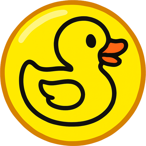 A bright yellow bubble with a playful duck illustration inside, flat 2D design, kids puzzle game style.
In-Game asset.  2d.  High contrast.  No shadows