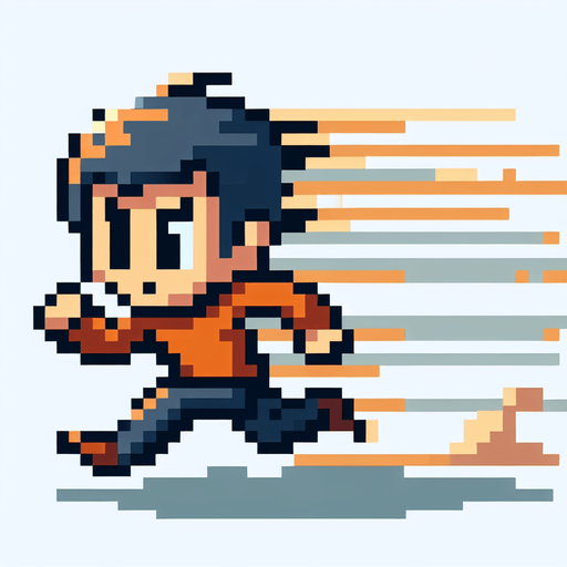 Running person 64×64 pixel art.
Single Game Texture.  In-Game asset.  2d.  Blank background.  High contrast.  No shadows
