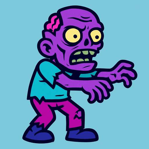 purple zombie 2d.
In-Game asset.  2d.  High contrast.  No shadows