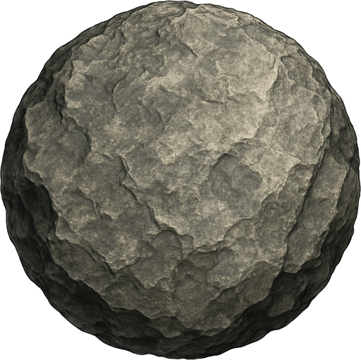 una roca circular muy realista.
In-Game asset.  2d.  High contrast.  No shadows