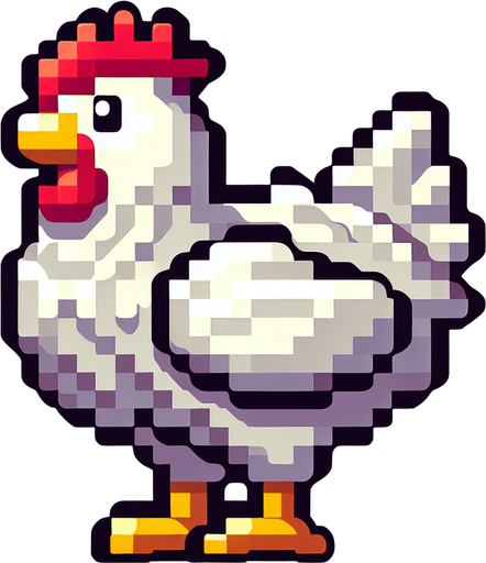 A chicken animal..
Single Game Texture. In-Game asset. 2d. Blank background. High contrast. No shadows.
