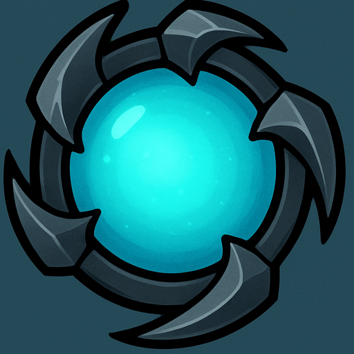 A circle of steel simulate claws. The turret is a cyan glowing orb