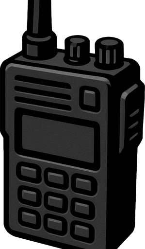 black walkie talkie.
In-Game asset.  2d.  High contrast.  No shadows