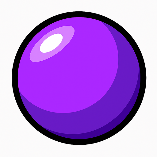 purpleBall.
In-Game asset.  2d.  High contrast.  No shadows