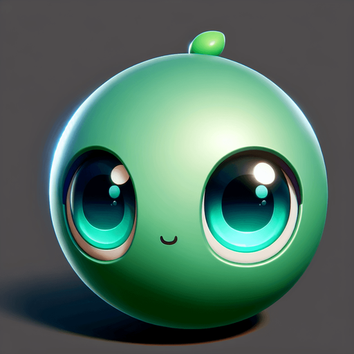 uma bola verde, com olhos azuiis fofos
, fundo png.
Single Game Texture. In-Game asset. 3d. Blank background. High contrast. No shadows.