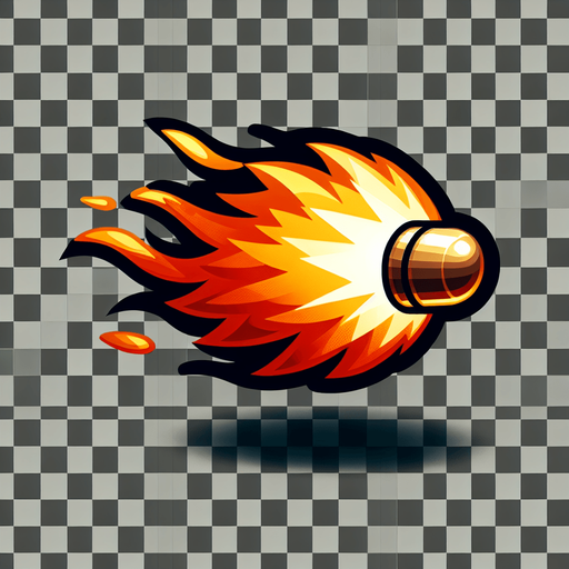 Side view bullet blast, fireball, game asset
Single Game Texture. In-Game asset. 2d. Blank background. High contrast. No shadows.