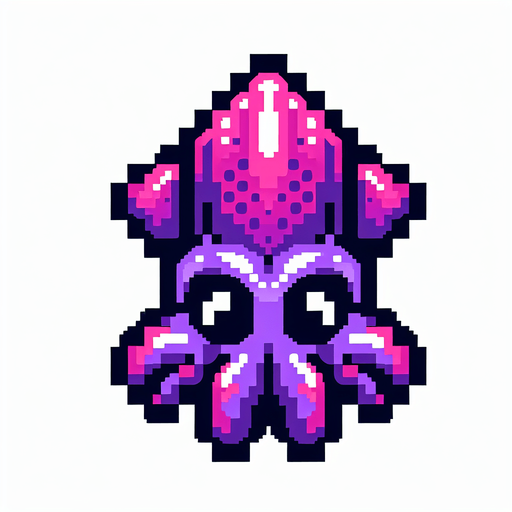 top down image purple squid alien.
Single Game Texture.  In-Game asset.  2d.  Blank background.  High contrast.  No shadows