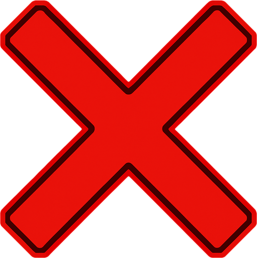 Red X.
In-Game asset.  2d.  High contrast.  No shadows