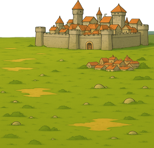 sağ üst köşeye surla çevrili bir şehir ekle