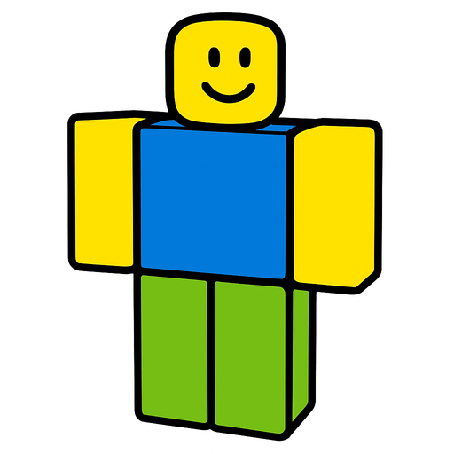 A Roblox noob.
In-Game asset.  2d.  High contrast.  No shadows