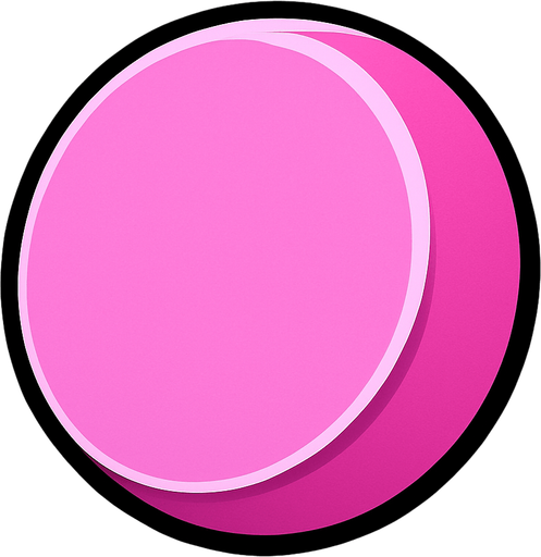 3d pembe daire.
In-Game asset.  2d.  High contrast.  No shadows