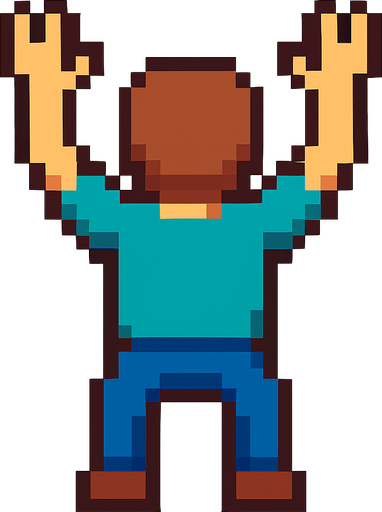 2D bir yere tirmanamak isteyen elleri ve kollari acik pixelart bir insan.
In-Game asset.  2d.  High contrast.  No shadows