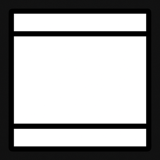 A white square with only black borders on top and bottom, full width full height.
In-Game asset.  2d.  High contrast.  No shadows
