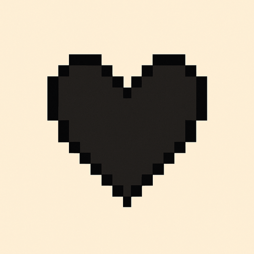 Basit pixel artla yapılmış siyah bir kalp.
In-Game asset.  2d.  High contrast.  No shadows