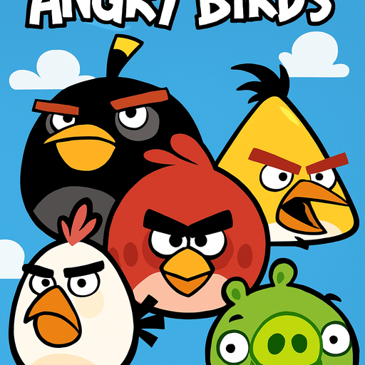 Angry birds vertical poster.
In-Game asset.  2d.  High contrast.  No shadows