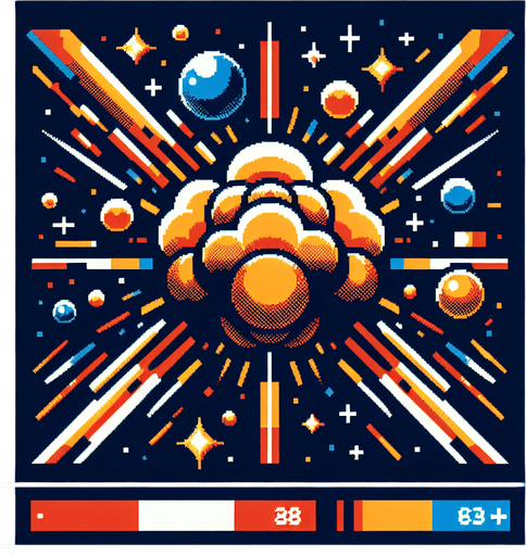Spacial Explosion.
Single Game Texture. In-Game asset. 2d. Blank background. High contrast. No shadows. Low resolución size 64px